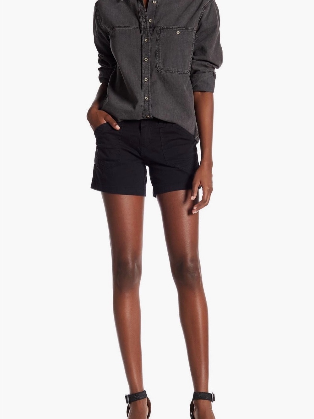 Everyday Black Cotton Bermuda Shorts with Clean Tailored Fit
